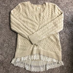 🛍 Monteau Cream Sweater with Lace Detail 🛍